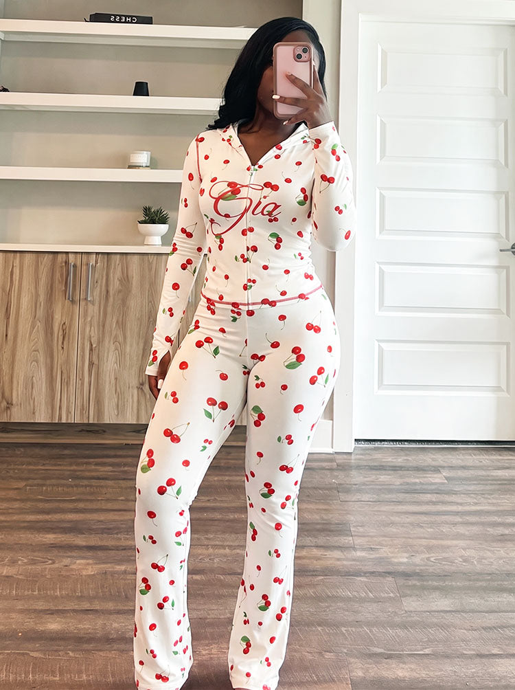 Graphic Hoodie & Flare Pants Set