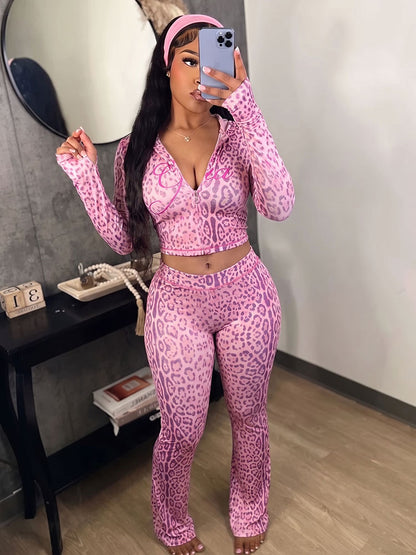 Graphic Hoodie & Flare Pants Set