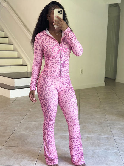 Graphic Hoodie & Flare Pants Set
