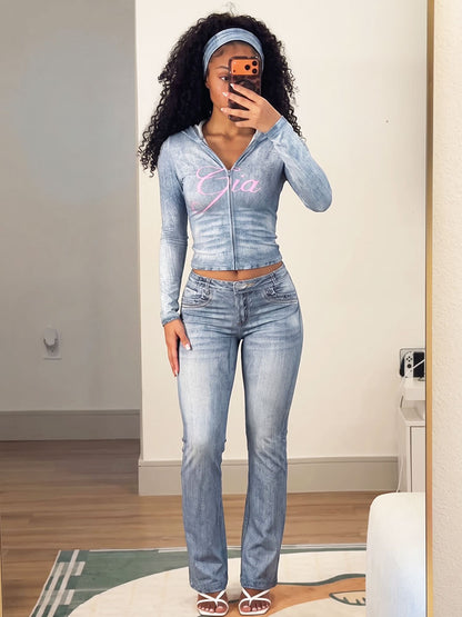 Graphic Hoodie & Flare Pants Set