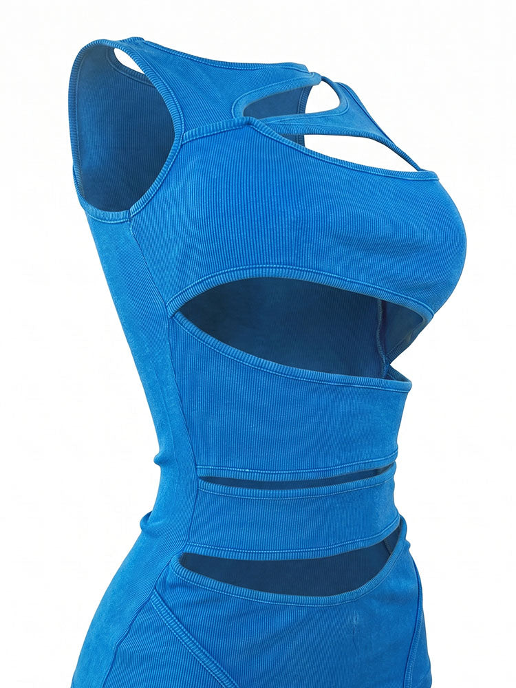 Bold Cutout Ribbed Capri Jumpsuit