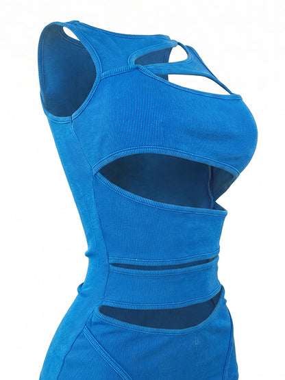 Bold Cutout Ribbed Capri Jumpsuit