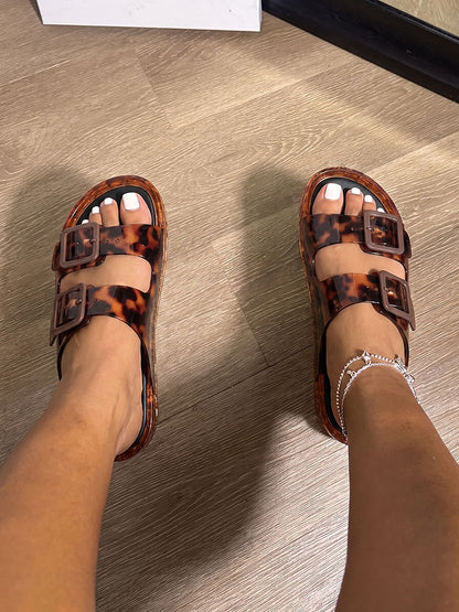 Jelly Double Buckle Strap Sandals