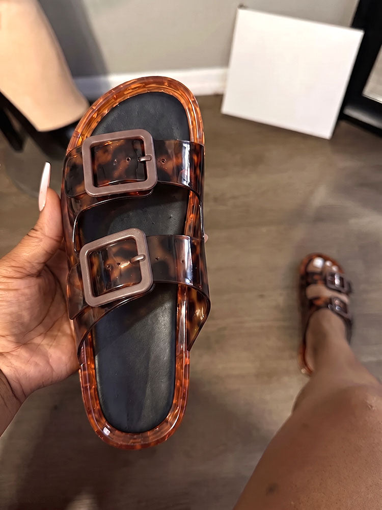 Jelly Double Buckle Strap Sandals