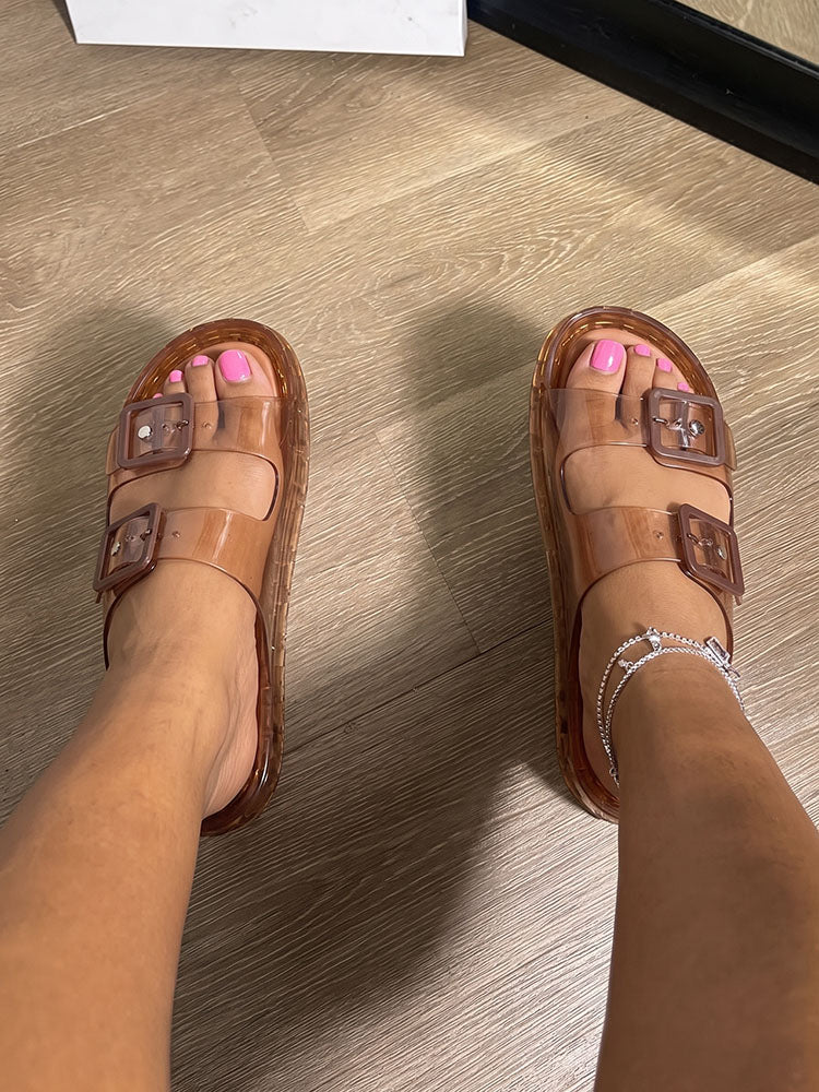 Jelly Double Buckle Strap Sandals