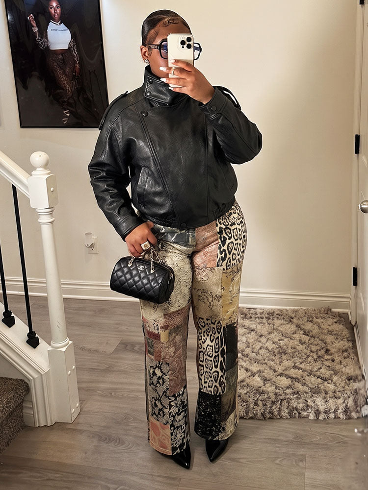 Urban High Collar Leather Jacket