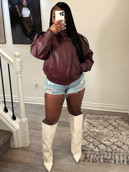 Urban High Collar Leather Jacket