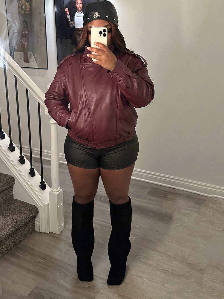 Urban High Collar Leather Jacket