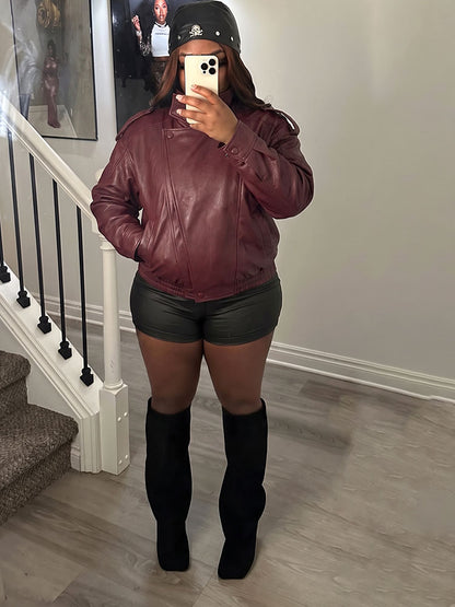 Urban High Collar Leather Jacket