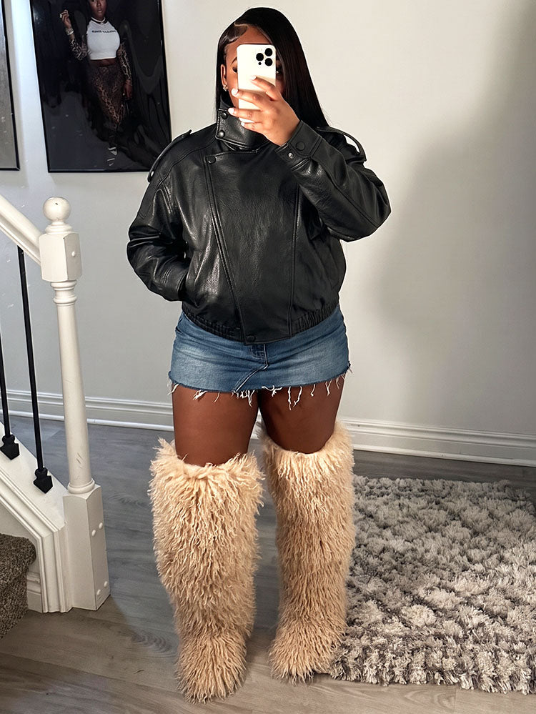 Urban High Collar Leather Jacket