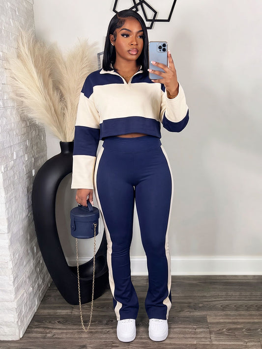 Colorblock Relaxed Sleeves Polo Set