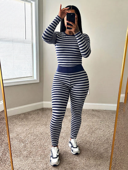 Cozy Striped Loungewear Leggings Set
