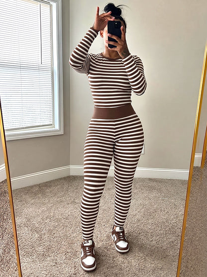Cozy Striped Loungewear Leggings Set