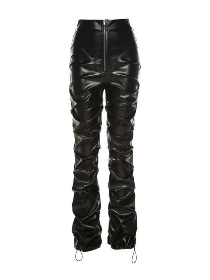 Ruched Leather Pants