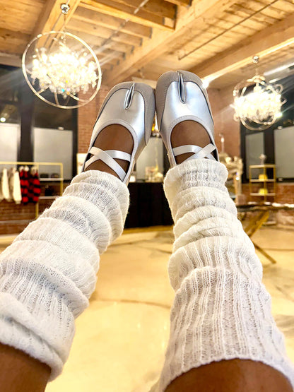 Leather Split Toe Tabi Ballet Flats