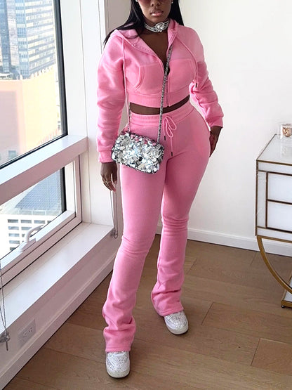 Basic Hoodie Extended Pants Set