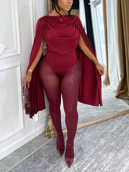 Goddess Draped Cape Bodysuit