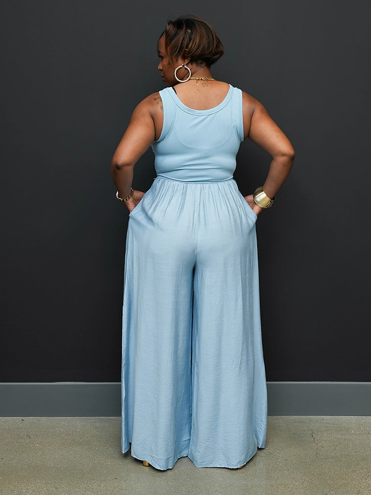 Ribbed Tank Wide-Leg Jumpsuit