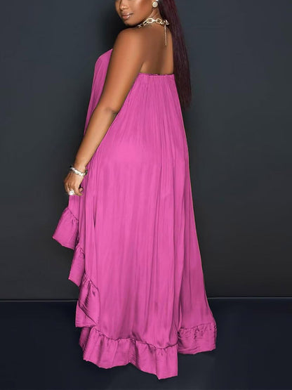 Strapless Ruffle High-Low Dress