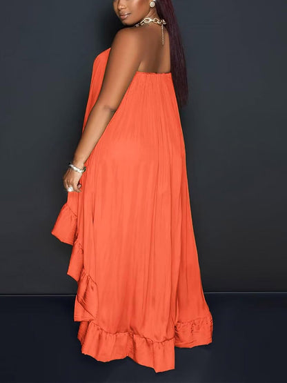 Strapless Ruffle High-Low Dress
