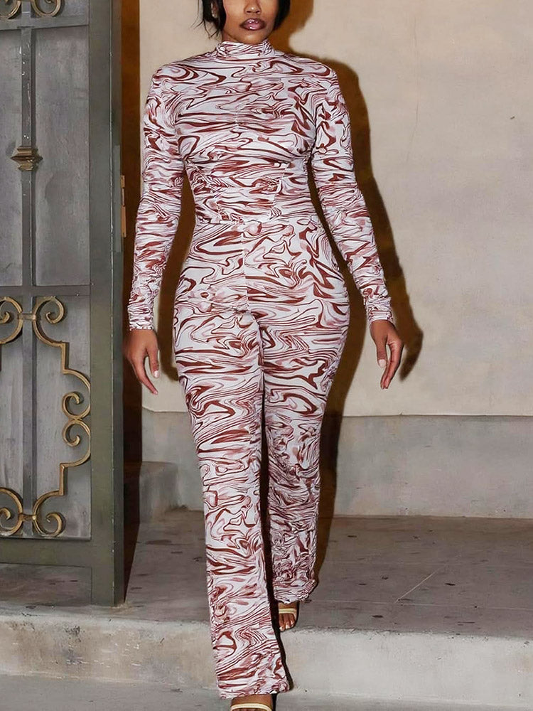 Mesh Crop Top & Flared Pants Set