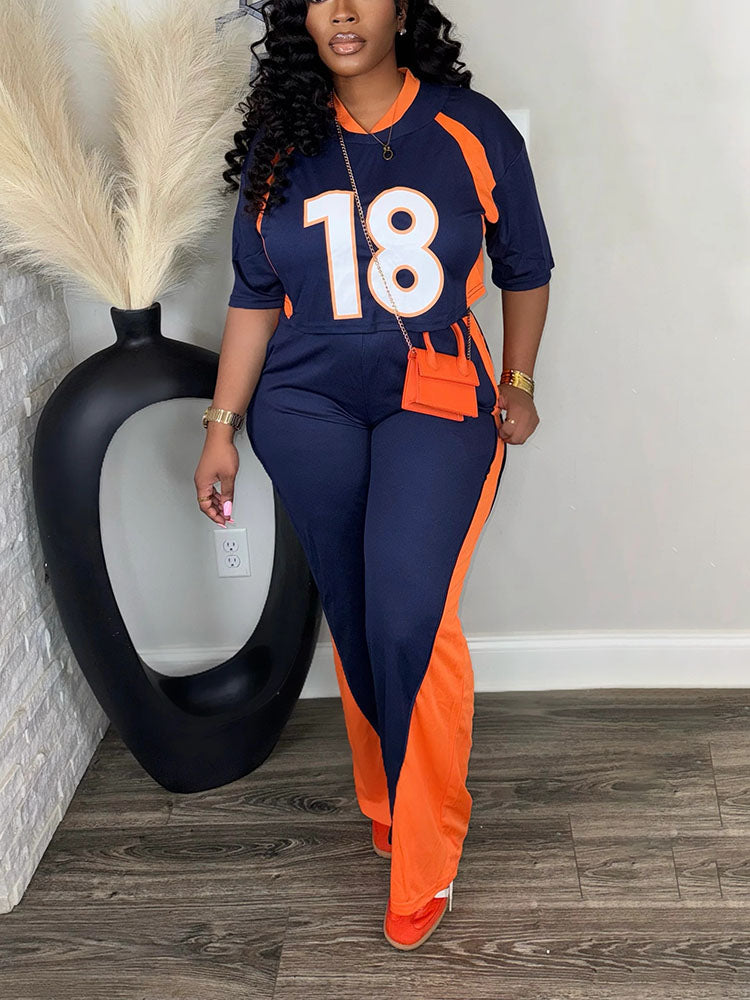 Contrast Jersey Tracksuit Set