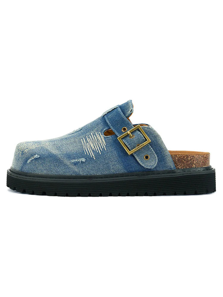 Buckle Denim Clogs