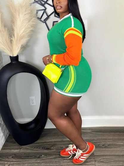 Colorblock Knit Shorts Set