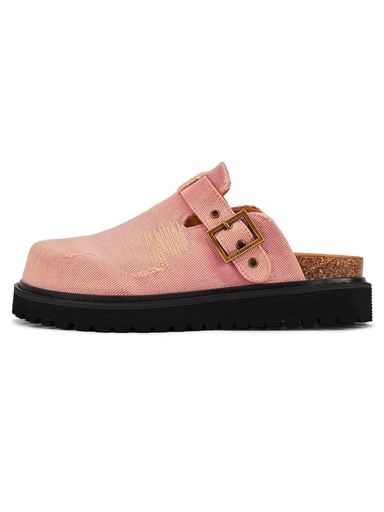 Buckle Denim Clogs