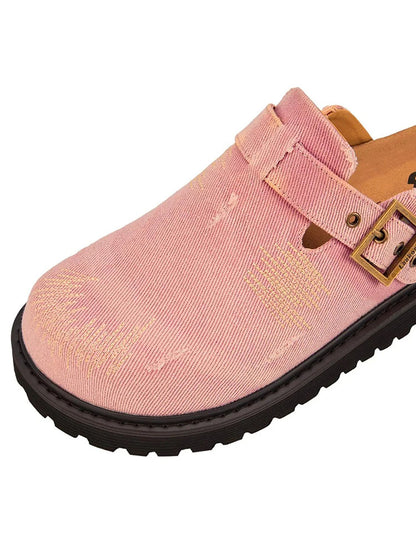Buckle Denim Clogs