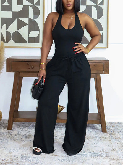 Chill Halter Top & Wide Pants Lounge Set