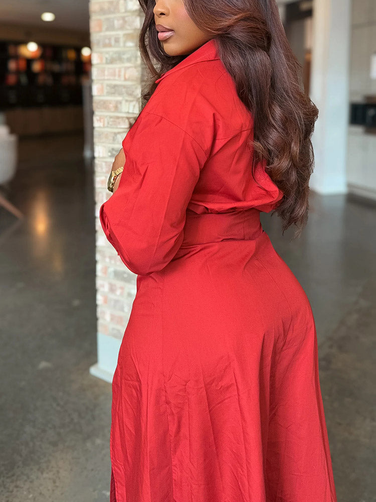 Split Button Shirt Dress