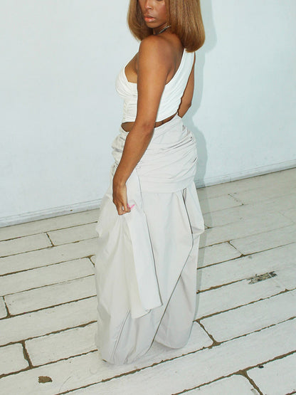 Ruched Drawstring Balloon Pants