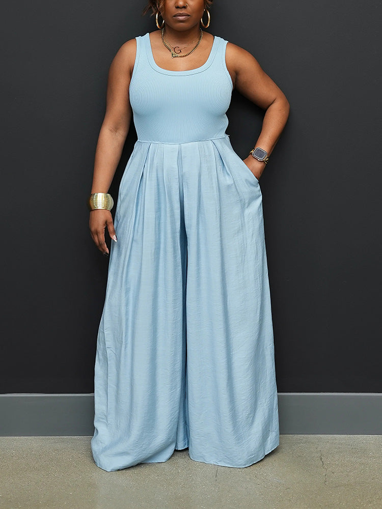 Ribbed Tank Wide-Leg Jumpsuit