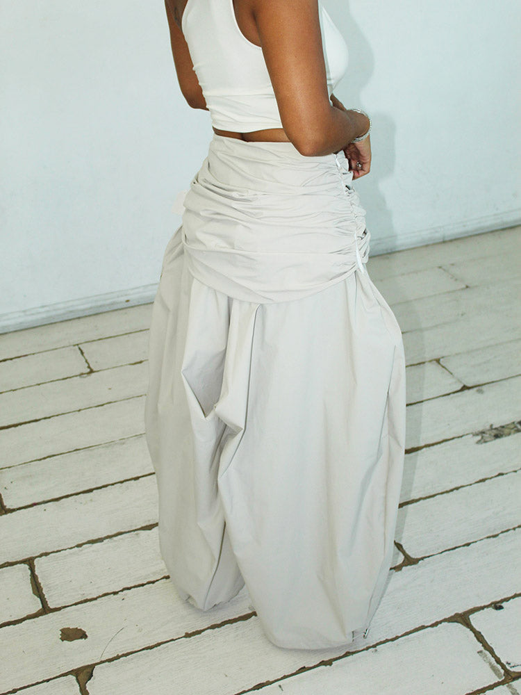 Ruched Drawstring Balloon Pants