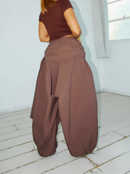 Ruched Drawstring Balloon Pants