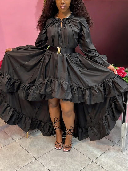 High-Low Ruffle Flowy Dress