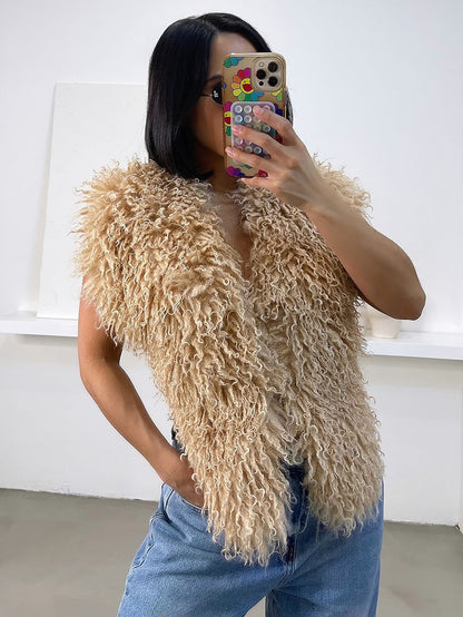 Mongolian Fur Halter Top