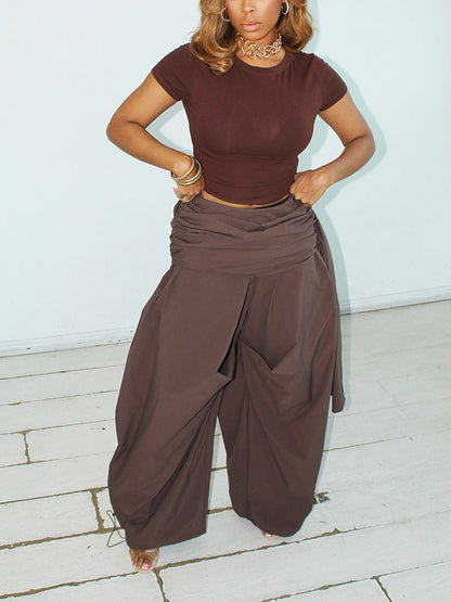 Ruched Drawstring Balloon Pants