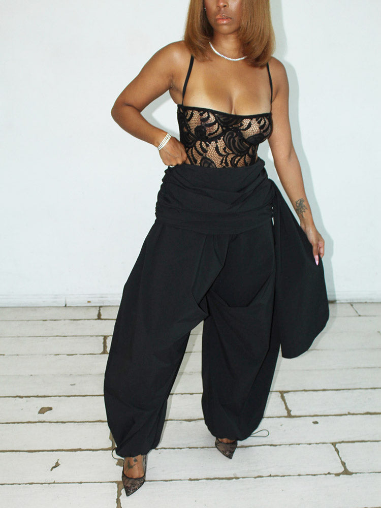 Ruched Drawstring Balloon Pants