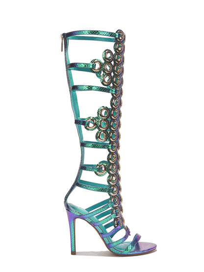 Grommet Knee-High Heels