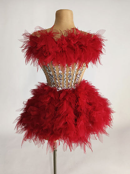 Gorgeous Rhinestone Tulle Party Dress - ECHOINE