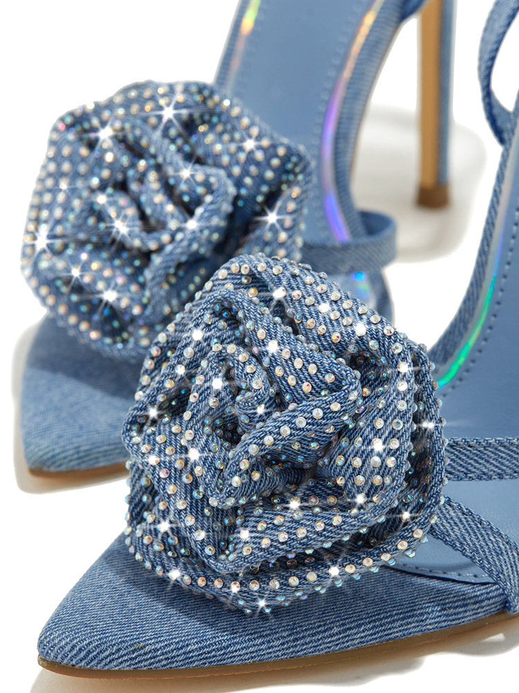 Rhinestone Rose Heels - ECHOINE