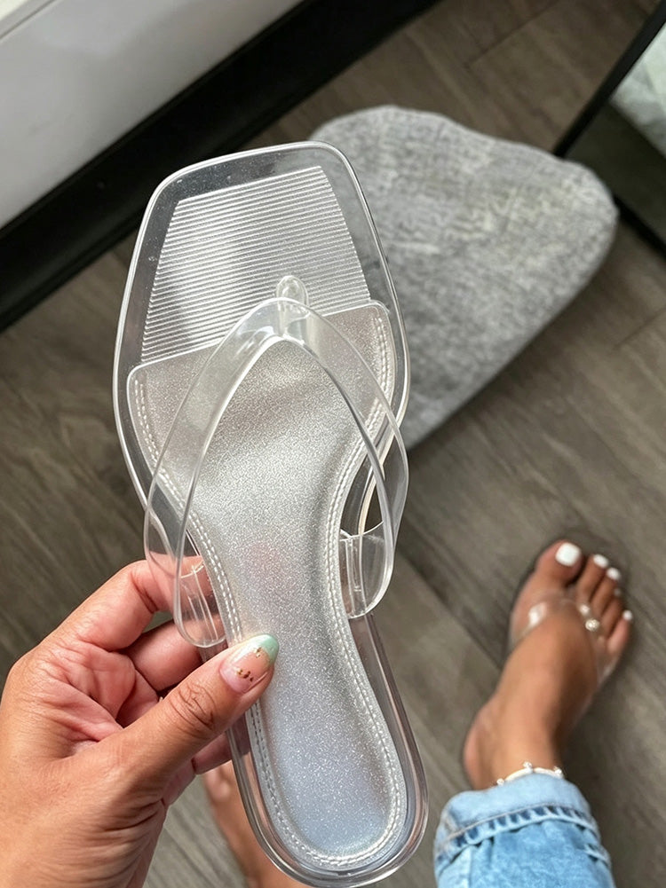 Jelly Thong Kitten Heel Sandals