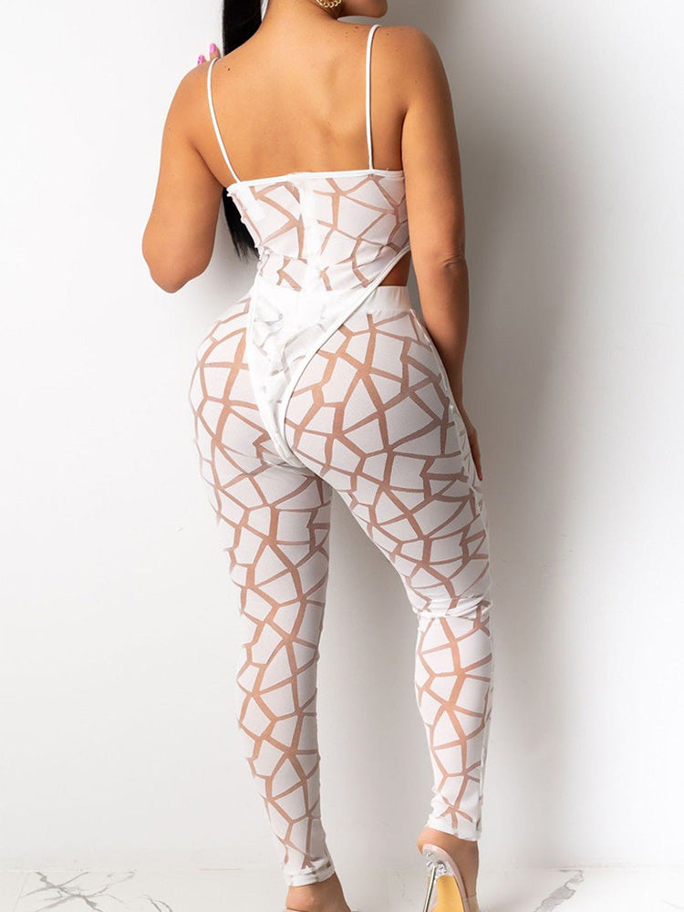 Spaghetti Strap Bodysuit Pants Set - ECHOINE