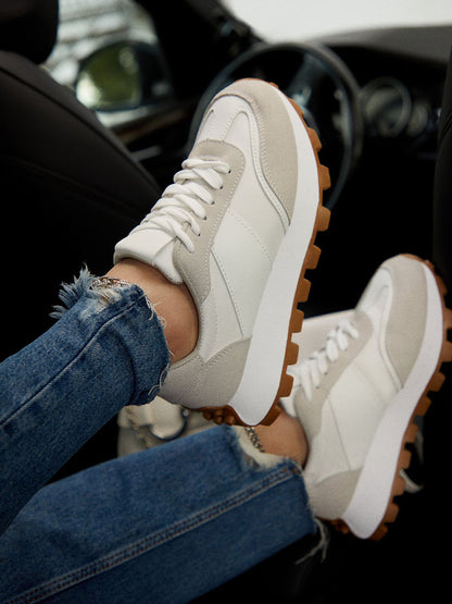 Chunky Sole Lace-up Sneakers - ECHOINE