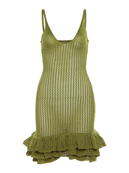 Ruffle Crochet Knit Dress - ECHOINE
