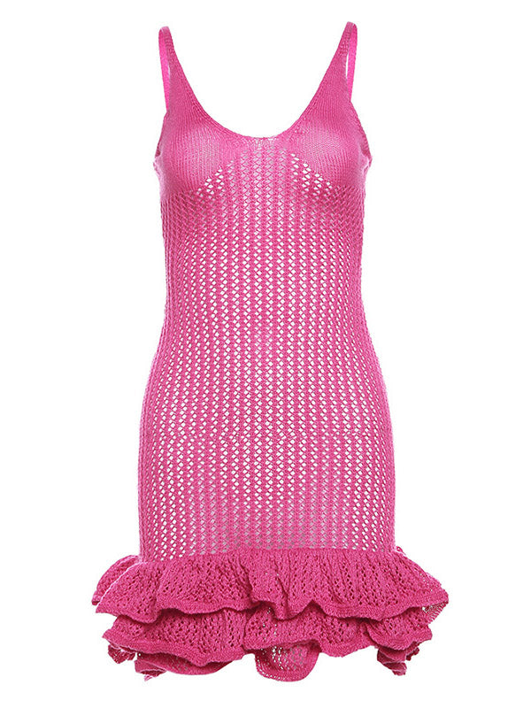 Ruffle Crochet Knit Dress - ECHOINE