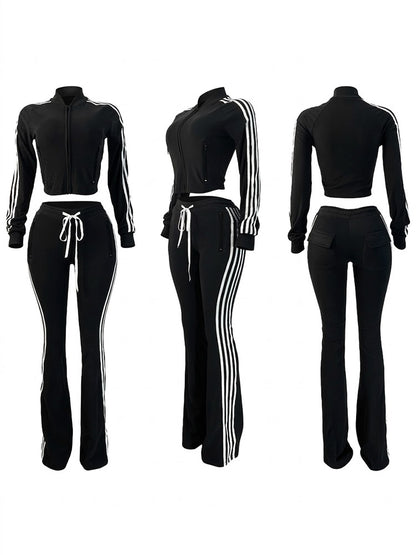 Athleisure Stripe Flare Tracksuit Set