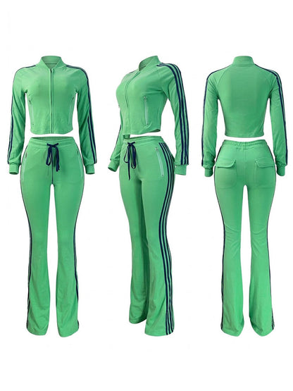 Athleisure Stripe Flare Tracksuit Set